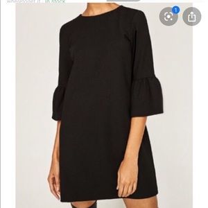 NWT Black Zara Bell Sleeve Mini Dress Size S